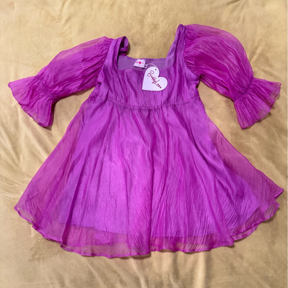 Buddy love The Betsy Lavender Puff Sleeve Babydoll Dress